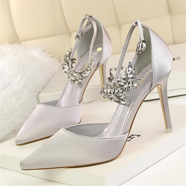 

women's shoes shallow mouth silk satin hollow net red pointed toe genuine 10cm high heels fashion dress, Black