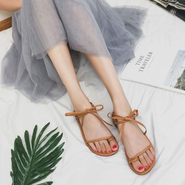 

fashion solid gladiator sandals women ankle strap front rear rome flat leisure ladies shoes, Black