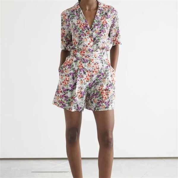 

women's blouses & shirts mesttraf women 2021 fashion floral print loose shirt retro suit collar short sleeve button streetwear, White