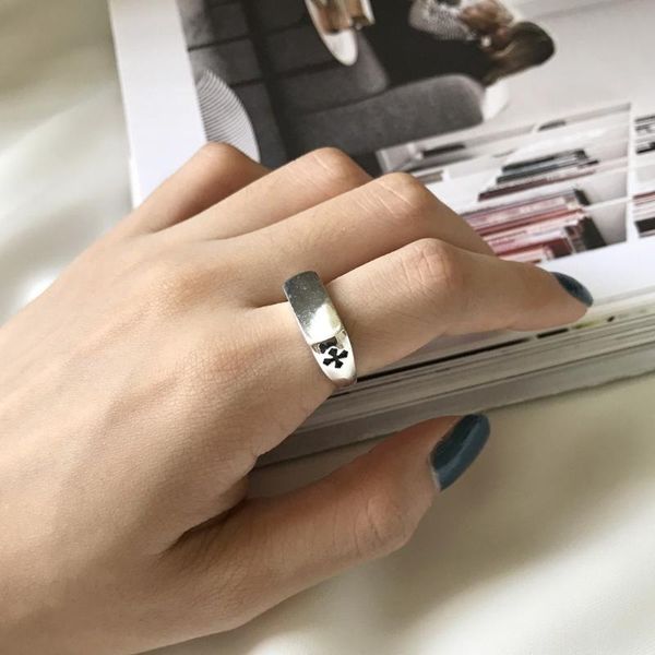 

cluster rings retro authentic s925 sterling silver fine jewelry geometric cross ring lady's j264, Golden;silver