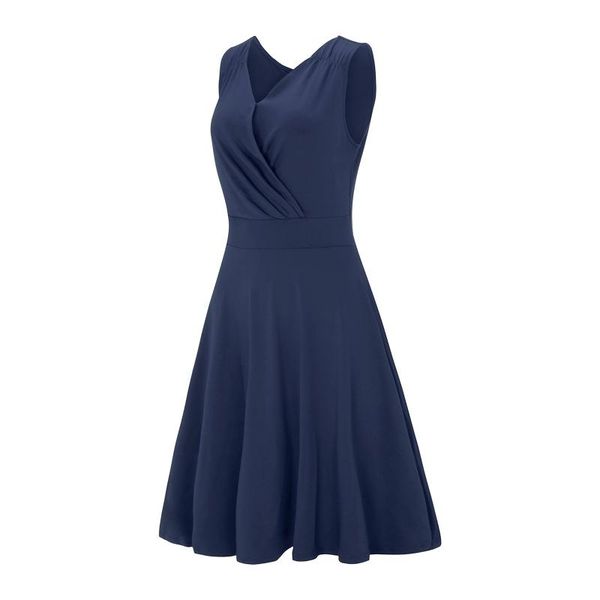 

casual dresses women's vintage midi dress evening party prom 50s 60s retro minimalist style sleeveless v-neck pleated a-line, Black;gray