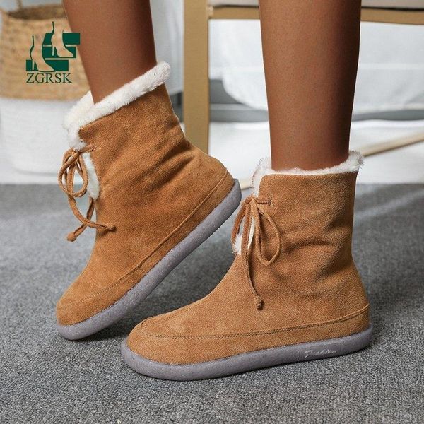 

boots snow women's 2021 winter style plus velvet flat bottom lace-up cotton shoes in tube warm, Black