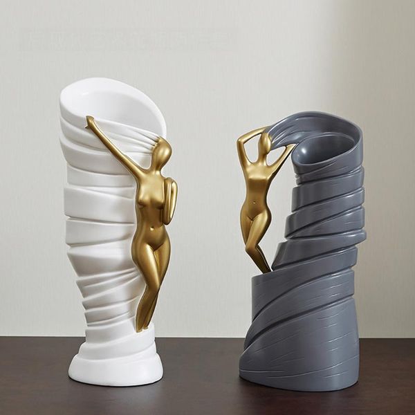 

vases resin flower vase deskshelf naked female body figurine abstract kitchen office statue crafts home decor decoration