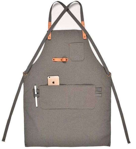 

aprons adjustable customized straps cross back canvas chef apron for men women cooking kitchen