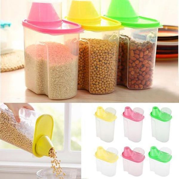 

storage bottles & jars 1.9/2.5l cereal dispenser with lid box plastic rice container food sealed jar for kitchen grain dried fruit snac