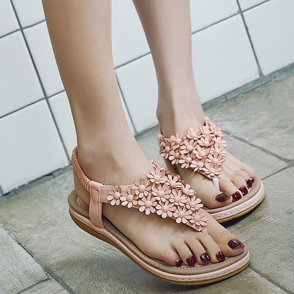 

summer sandals women 2021 fashion clip toe outdoor beach shoes woman solid color elastic band plus size, Black