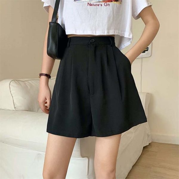 

students vintage arrival femme womens shorts casual streetwear chic summer all match prom retro loose high waist wide leg, White;black