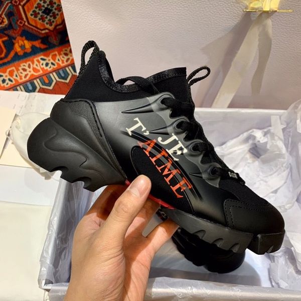 

men casual shoes designer flat women leisure shoes spring autumn leather letter outdoor sports high shoes man lady lace up boots, Black;red