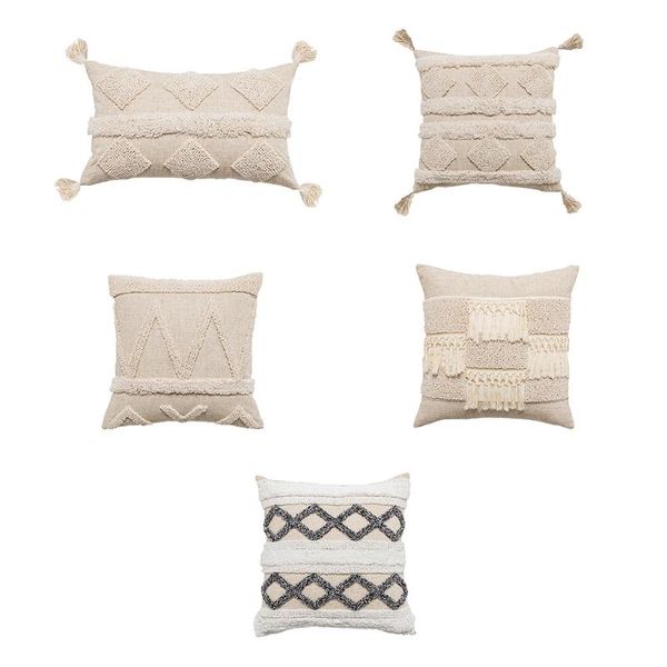

pillow case boho throw covers for couch sofa cotton tufted decorative cushion cover