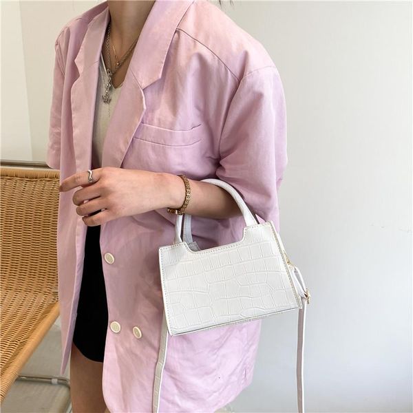 

solid color pu leather women small square shoulder bag vintage crocodile pattern ladies crossbody bags fashion female handbags evening