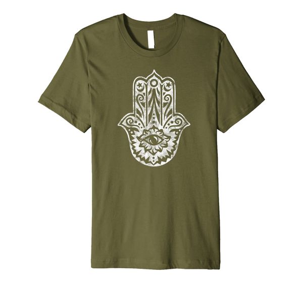 

hamsa hand all seeing eye vintage lucky charms fortune yoga premium t-shirt, White;black