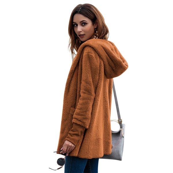 

sweaters fashion long cardigan warm fur coat autumn winter women's sweater pocket jumper women streetwear overcoat pull femme hiver, White;black
