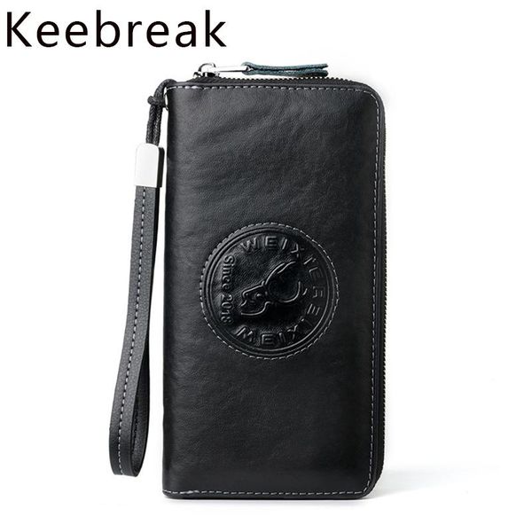 

wallets rfid genuine leather men wallet long business men's clutch hand bag man black fashion phone purse wristlet, Red;black