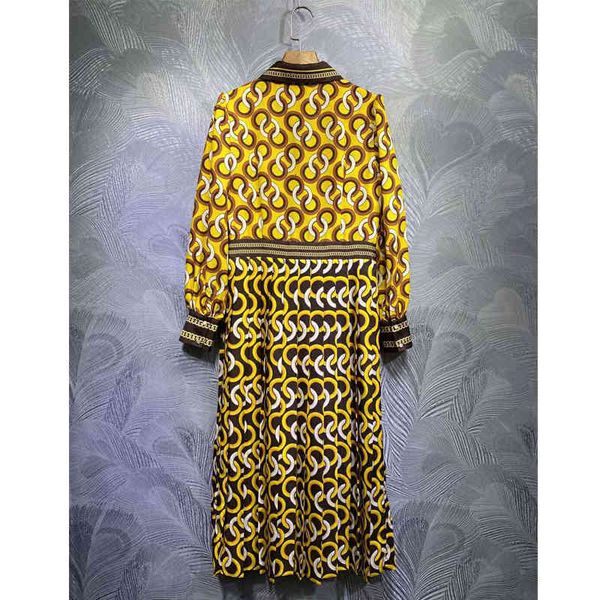 

dress seqinyy yellow midi 2021 early fall fashion design female sleeve long of vintage print shirt, Black;gray