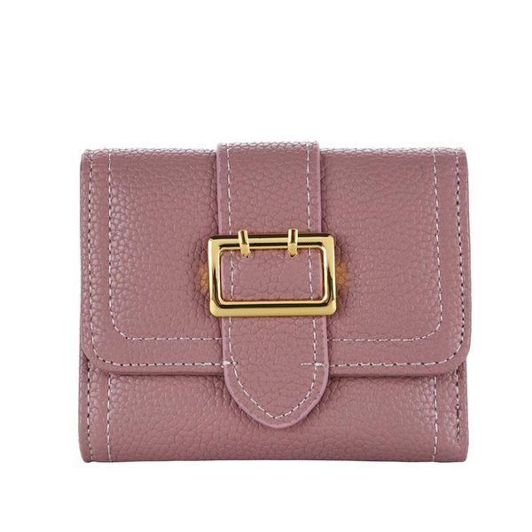 

wallets fashion small female purse short lady buckle fastener clutch wallet solid vintage women, Red;black