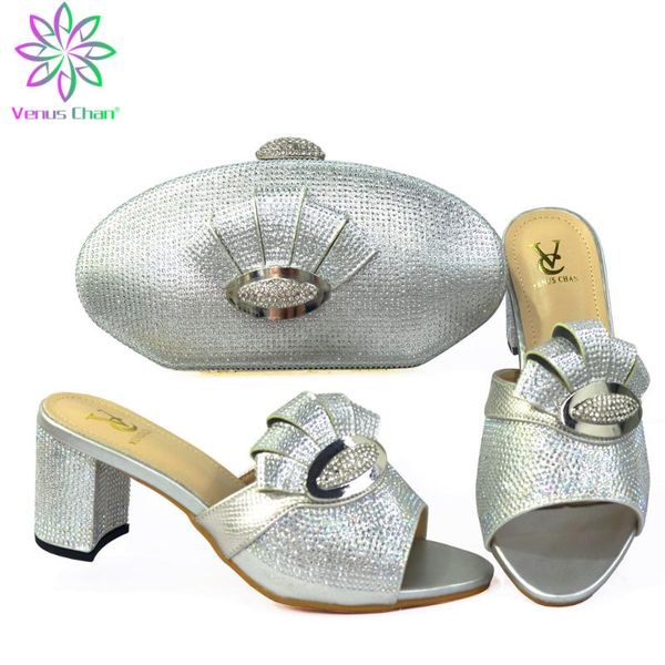 

african wedding shoes and bag summer high heeled for women italian shoe set party in quality dress, Black