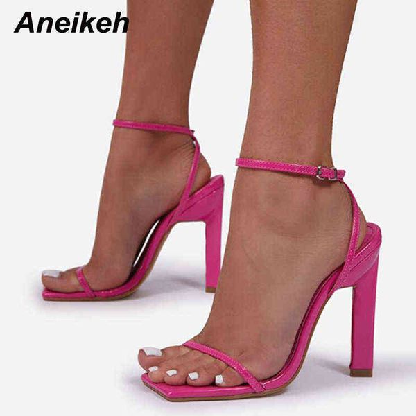 Dress Shoes Aneikeh Donna Carriera Ufficio Lady Classici Sandali Moda Piazza Piazza Open Toe Sottile Tacco alto Tacco alto Caviglia Fibbia Cinghia Slingbacks Pompa 220303