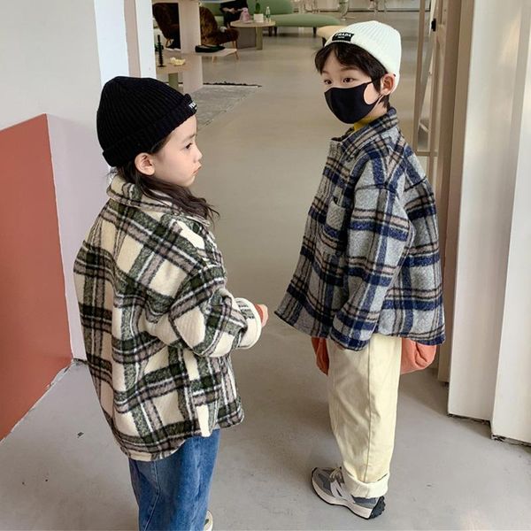

jackets melario girl boy korean style kids plaid lovely fashion clothes autumn winter coats children casual clothing 2-7y, Blue;gray