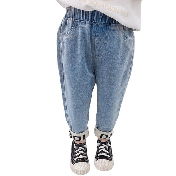 

jeans baby girl letter pattern girl's patchwork kid's casual style children's clothes, Blue