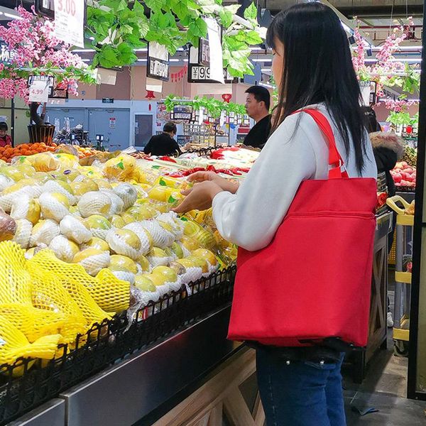 

storage bags portable folding shopping cart large capacity multifunctional waterproof grocery bag with wheel