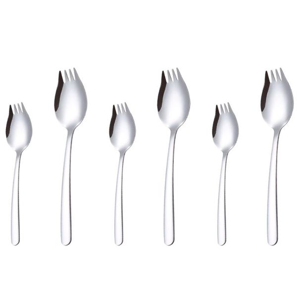 

forks 6 pcs practical ice cream sporks stainless steel dessert (silver)