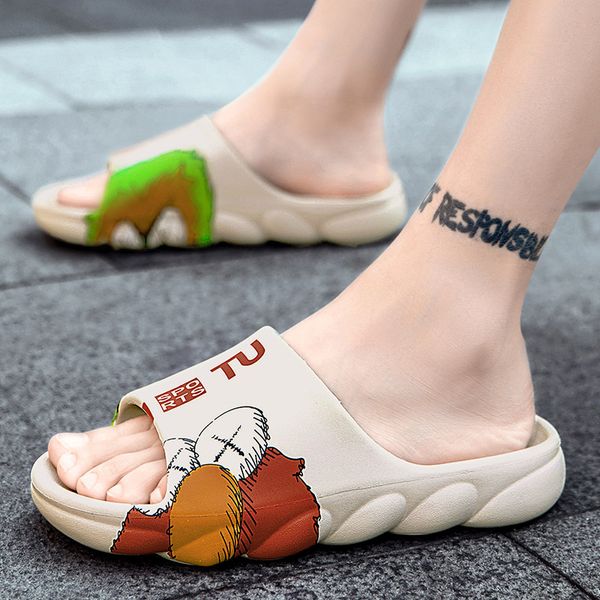 

2021 new soft sole mens badslippers outdoor slipper fashion non-slip youth flip flops trend simple men sandals beach slipper, Black