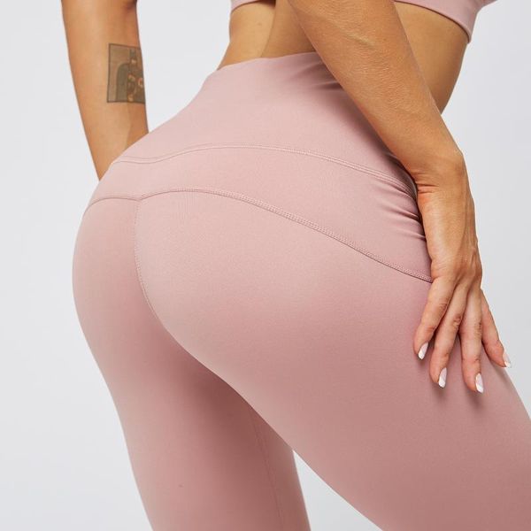 

yoga outfit hip-lifting fitness pants women's high stretch sports leggings quick-drying running waist double-sided nylon