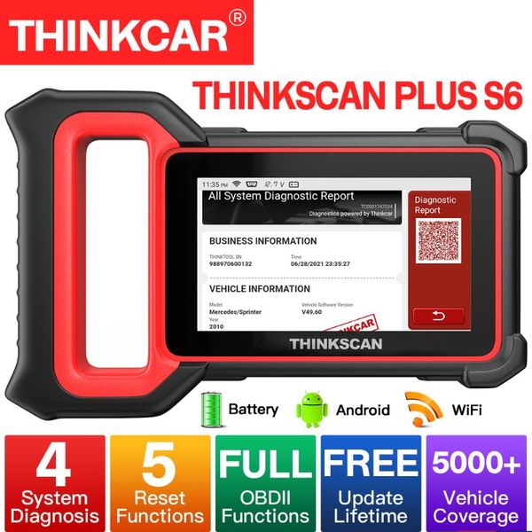 

code readers & scan tools thinkcar thinkscan plus s6 profesional automotive scanner abs srs at engine oil sas epb tpms ets reset obd2 diagno