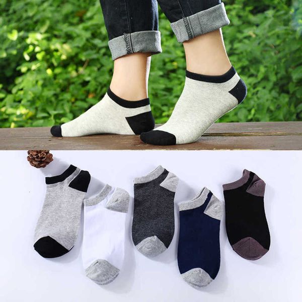 

socks summer classic color matching boat cotton men's casual breathable low shallow socks, Black
