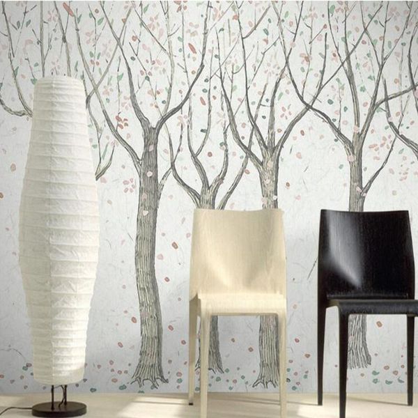 

wallpapers 3d retro abstract tree po hand painting mural european wall paper rolls bedroom papel de parede para quarto rolo