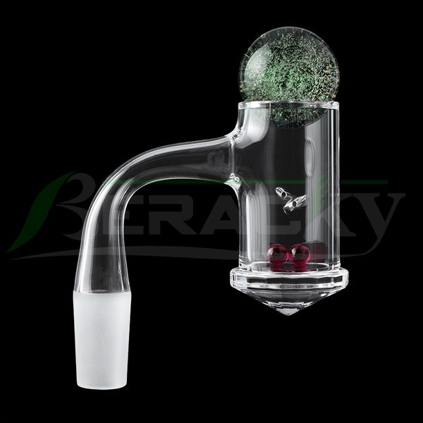 Beracky Vollschweißung Rauchende abgeschrägte Kante Facettierter Quarz Banger mit Ballkappe und Rubin Pearl 25mm Nahtlose Diamant Untere Nägel für Glas Wasser Bongs DAB Rigs