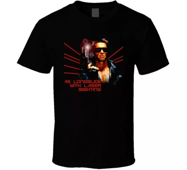 

terminator 45 longslide arnold action movie classic fan t shirt, White;black