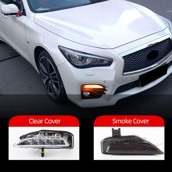 

1 pair drl for infiniti q50 q50s sport model 2014 2015 2016 2017 2018 2019 2020 car front bumper led turn signal light fog lamp