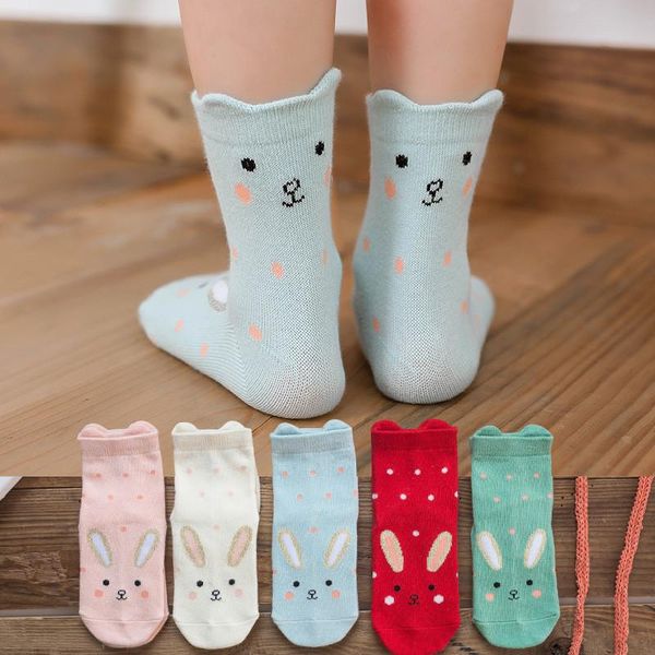 

socks 2021 spring autumn cute cartoon girls 100% cotton kawaii girl kids school, Pink;yellow