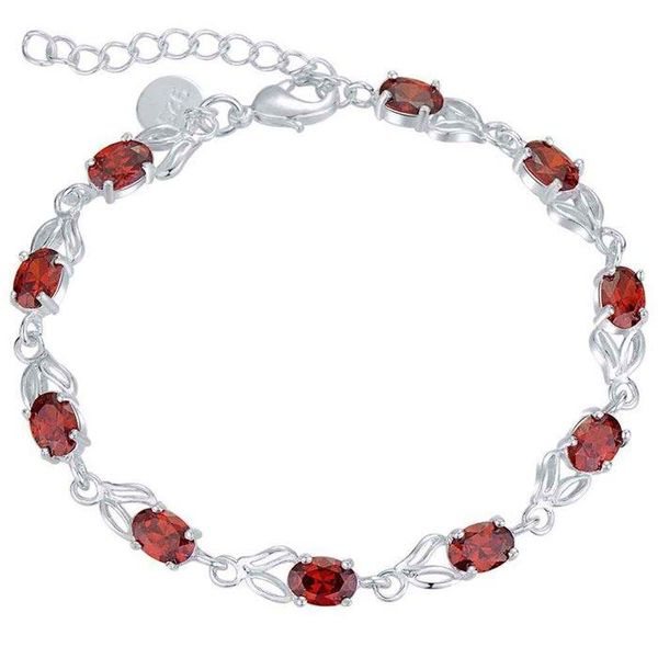 

link, chain red zircon bracelet women jewelry silver holiday gift ab116, Black
