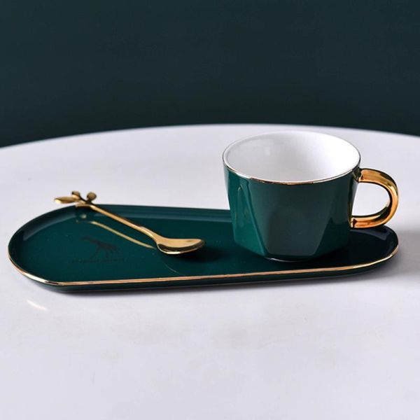 

cups & saucers european coffee cup and dish set creative mug with spoon household flower tea ceramic gift