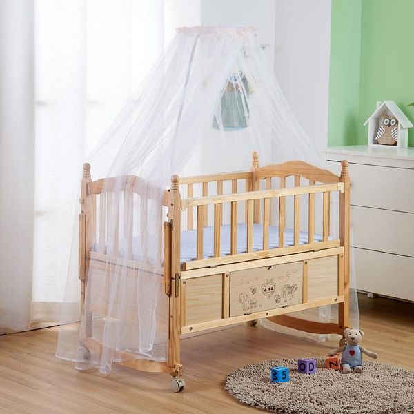 

baby cribs childhood crib solid wood multifunctional cradle bb bed stitching big