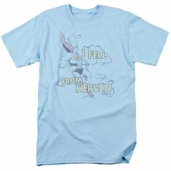 

Superman I Fell T Shirt Mens Licensed Classic DC Comics Tee Light Blue, White;black
