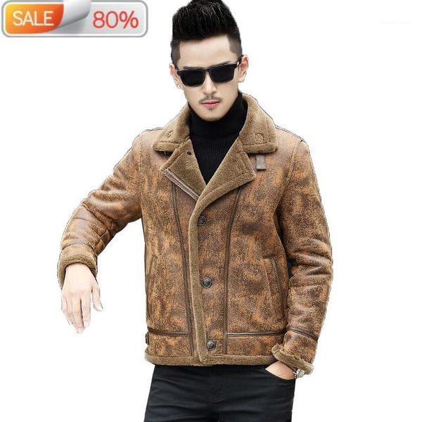 

men's leather & faux genuine jacket men short motor sheepskin coat jackets korean coats l16647k b21331, Black