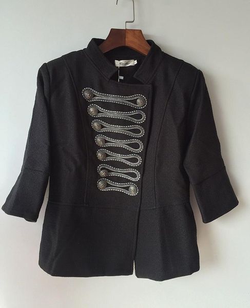 

women's jackets sale fashion 2021 designer jacket women's 3/4 sleeve double breasted beading casual outerwear, Black;brown