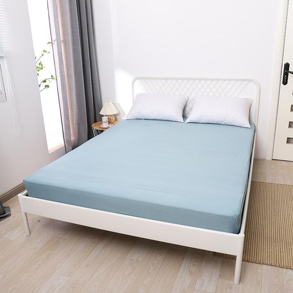 

sheets & sets 1pc solid cotton linens queen fitted sheet king size with elastic bed cover for double home mattress covers 180x200