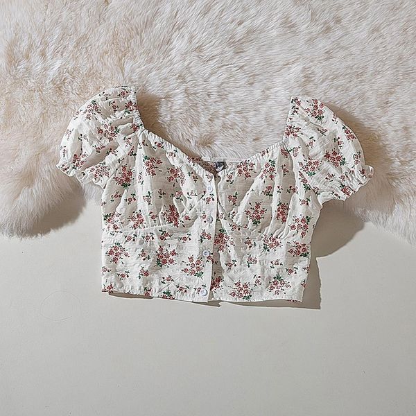 

summer women tank short womens and blouses bodycon slim cropped stylish sleeve flower print white shirts