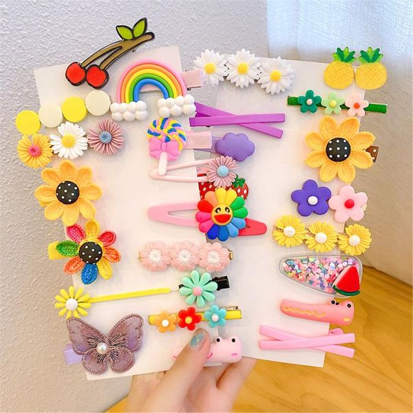 

hair accessories korea design cute cartoon hairpins and elastic bands children lovely little girl flower food clip kids, Slivery;white