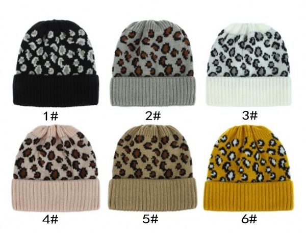 

2021 autumn and winter new popular leopard print knit hat ponytail hat warm fashion outdoor knit hat, Blue;gray