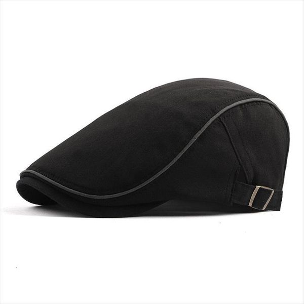 

Spring Summer Solid Color Newsboy Caps Men Cotton Flat Peaked Cap Women Painter Beret Hats 04, Blue;gray