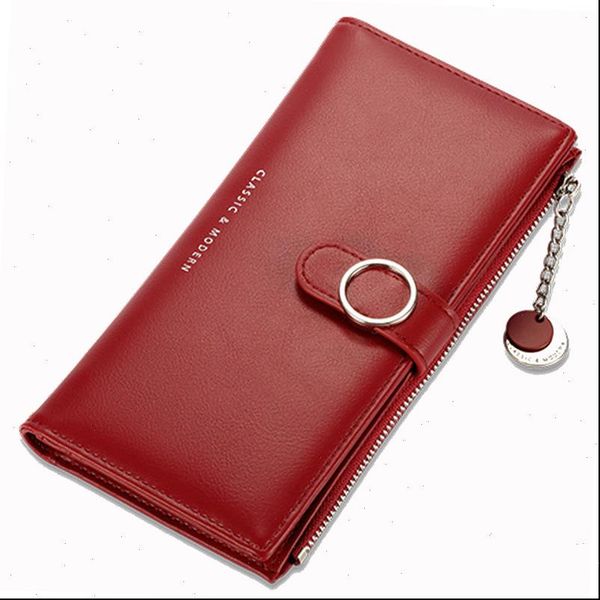 

colorfull womens wallet soft leather women long wallets hasp clutch brand slim coin purses ladies card holder female carteras, Red;black