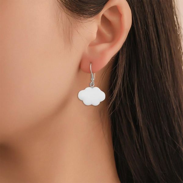 

dangle & chandelier cute white cloud stud earrings delicate clouds for women girls ear jewelry gift wholesale gifts, Silver