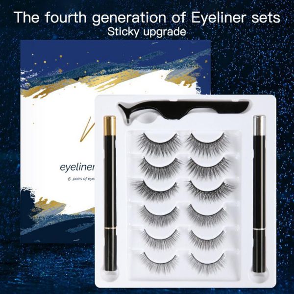 

false eyelashes fake set natural and beautiful contains 6 pairs of 2 self-adhesive eyeliners 1 tweezer