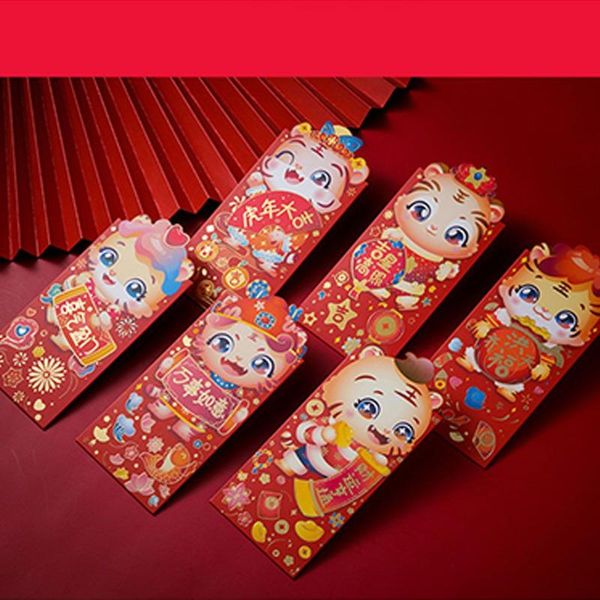 

gift wrap 6 pcs/pack multiple printing fashion red envelope cartoon tiger year