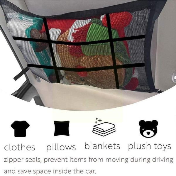 

car organizer roof storage bag double-layer mesh net purpose general y9l3